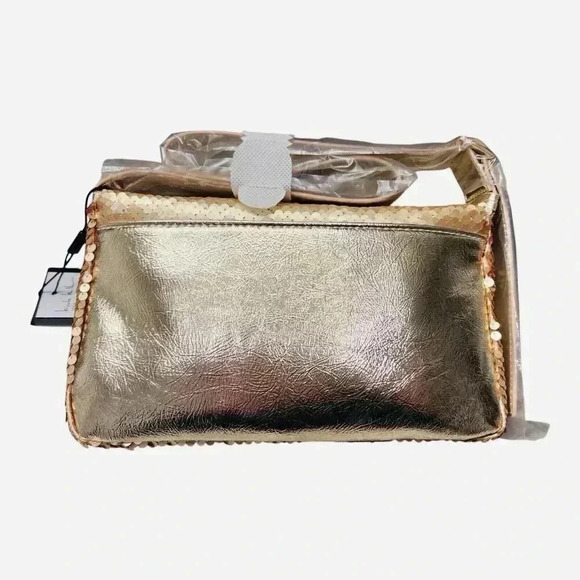 Nicole Miller Gold Sequin Crossbody Shoulder Adjustable Strap Bag NWT - Picture 2 of 6